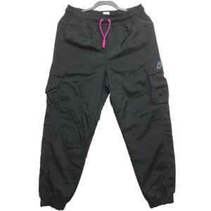 Nike Cargo Jogger Pants Womens S Black Nylon Pink Drawstring Sportswear